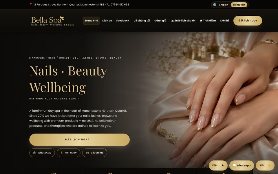 Trang chủ web Bella Spa