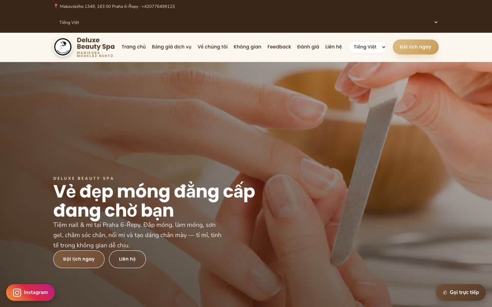 Trang chủ web Deluxe Beauty Spa
