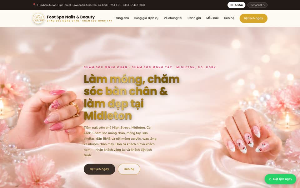 Trang chủ web Foot Spa Nails & Beauty