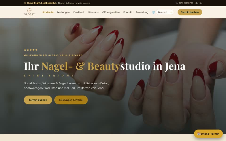 Trang chủ web Glossy Nails & Beauty