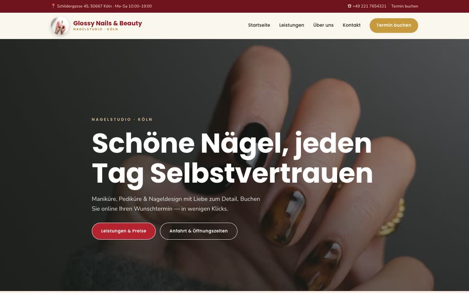Trang chủ web Glossy Nails & Beauty