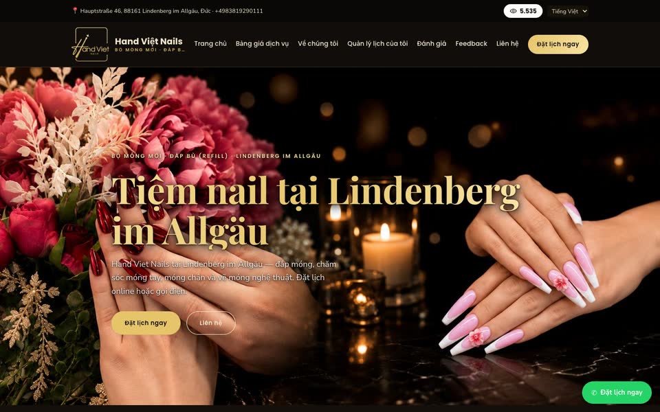 Trang chủ web Hand Việt Nails