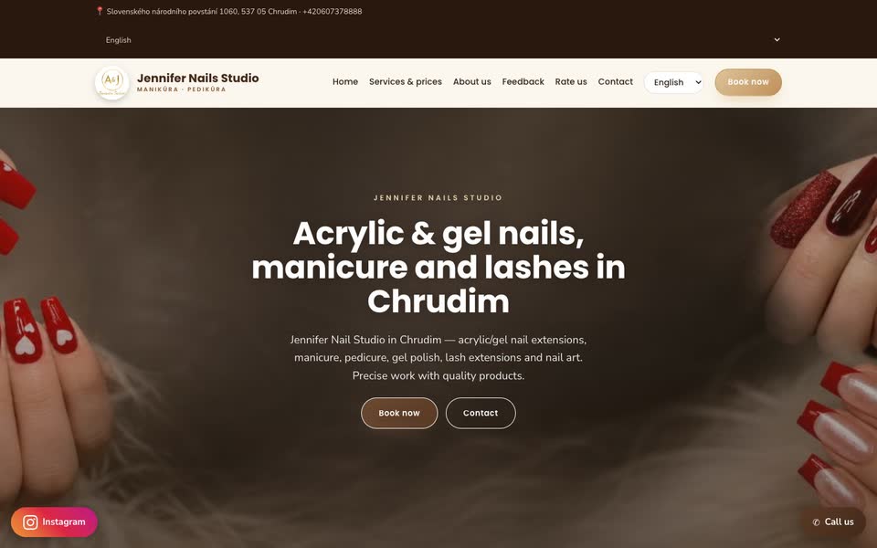 Trang chủ web Jennifer Nails Studio