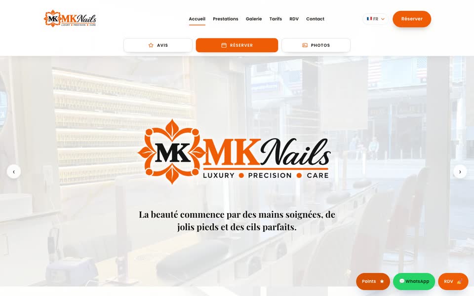 Trang chủ web MK Nails