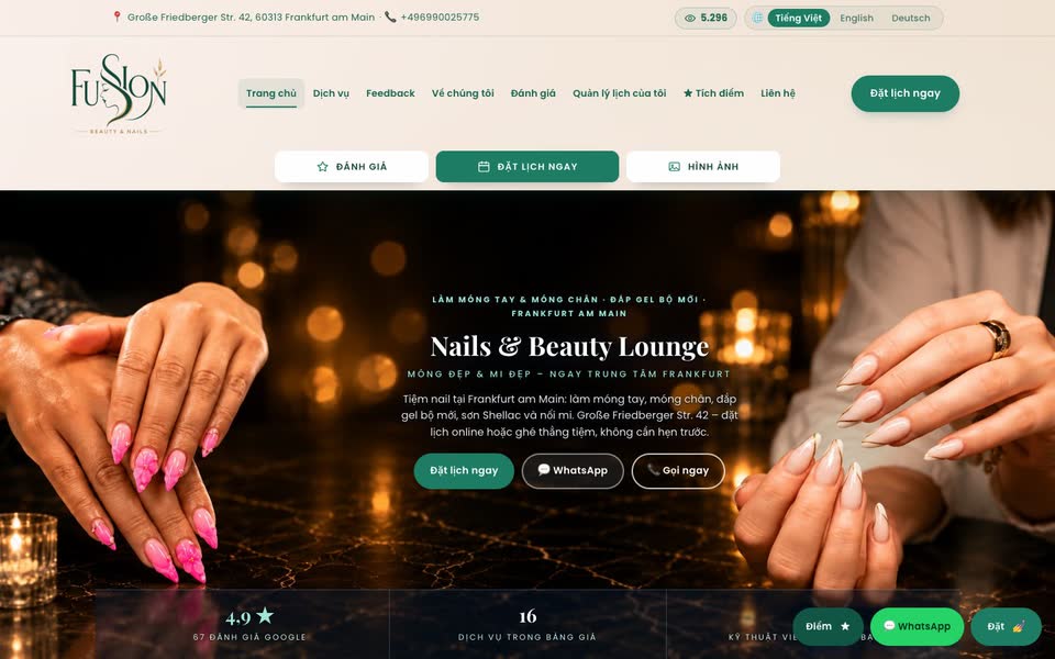 Trang chủ web Nails Fusion